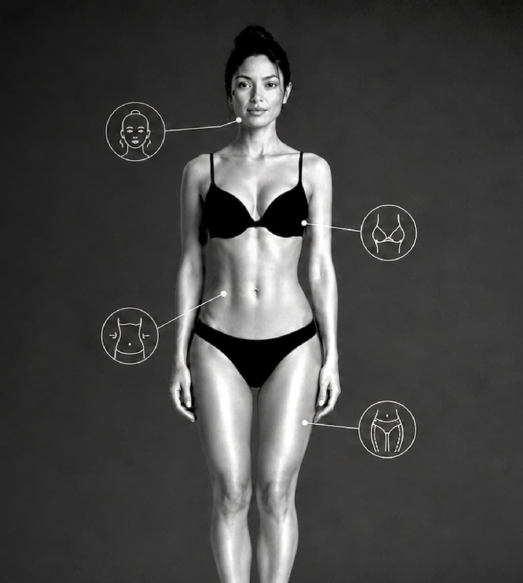 Female Model with area diagrams